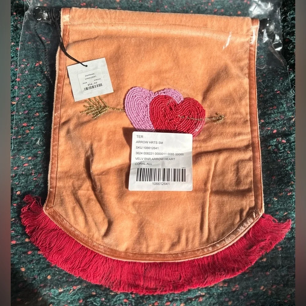 Arrow Heart Tapestry with Red and Purple Embroidery
